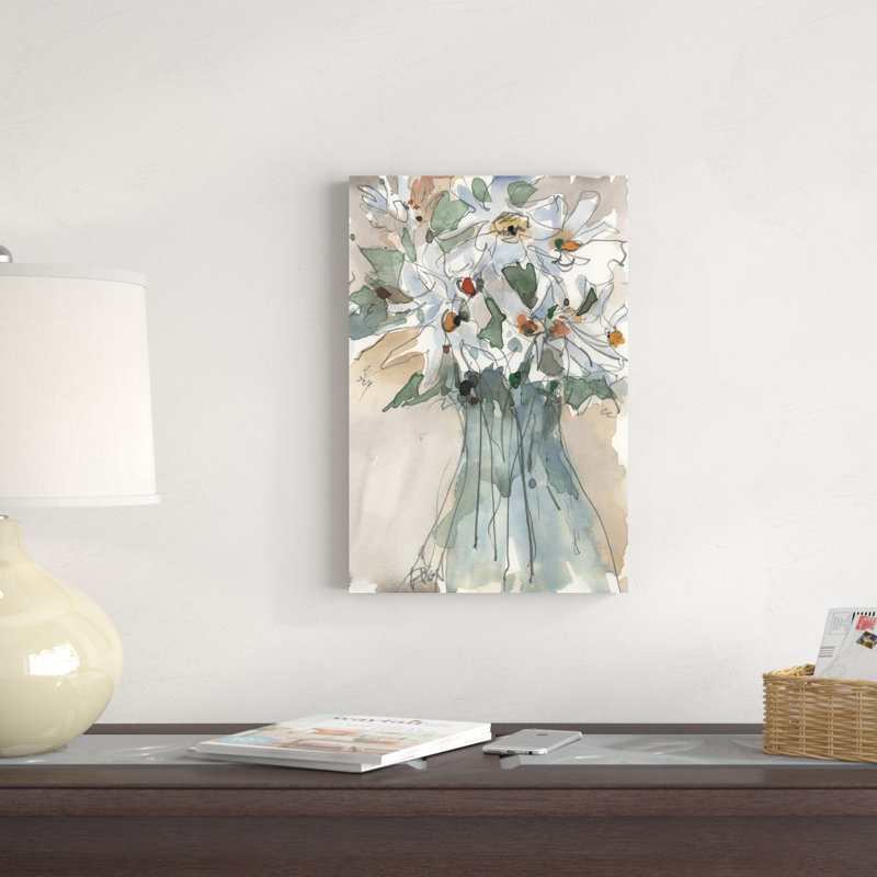 «Daisy Point of View I» par Samuel Dixon - peinture sur toile tendue, H 18 po x l 12 po