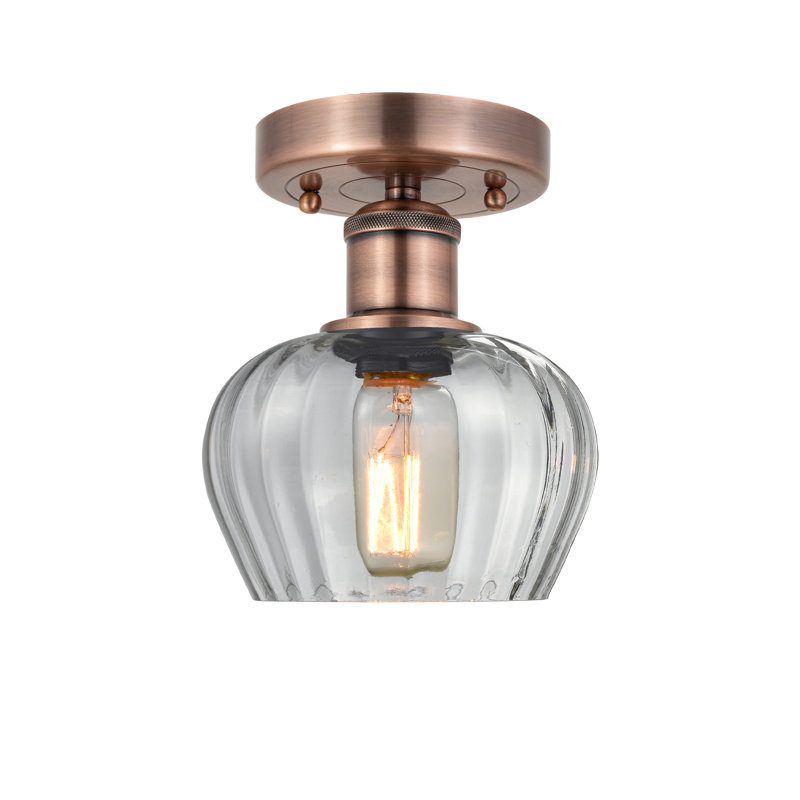 Plafonnier semi-encastré Noille Glass, Transparent, Bronze, H 11,5 po x l 11 po x P 11 po