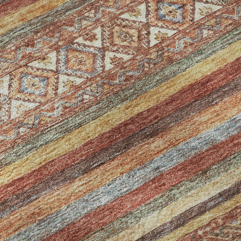 Premium Machine Washable Lampkins AMF1644 Stripes Rug, Rectangle 8' x 10'