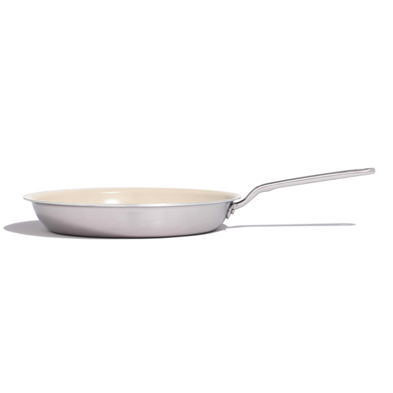 Made In Cookware Ceramic/Stainless Steel Fry Pan 10 in. Silver/White, 12" W