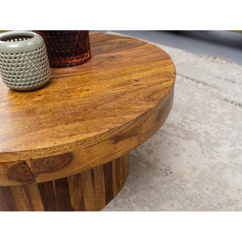 Lankford Solid Wood Pedestal Coffee Table