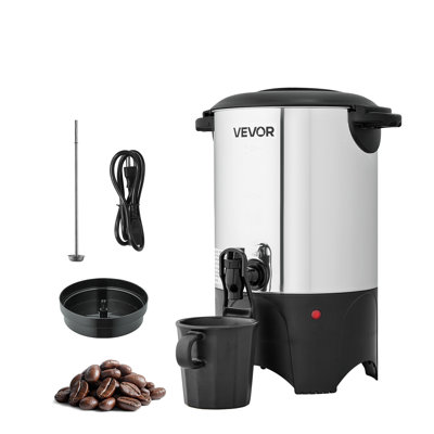 Commercial Coffee Urn, 30 Cup 4.5 L Hot Beverage Dispenser with Dripless Faucet, Quick-Brewing Commercial Coffee Maker with Stainless Steel Liner, for Catering, Business, Church & Restaurant