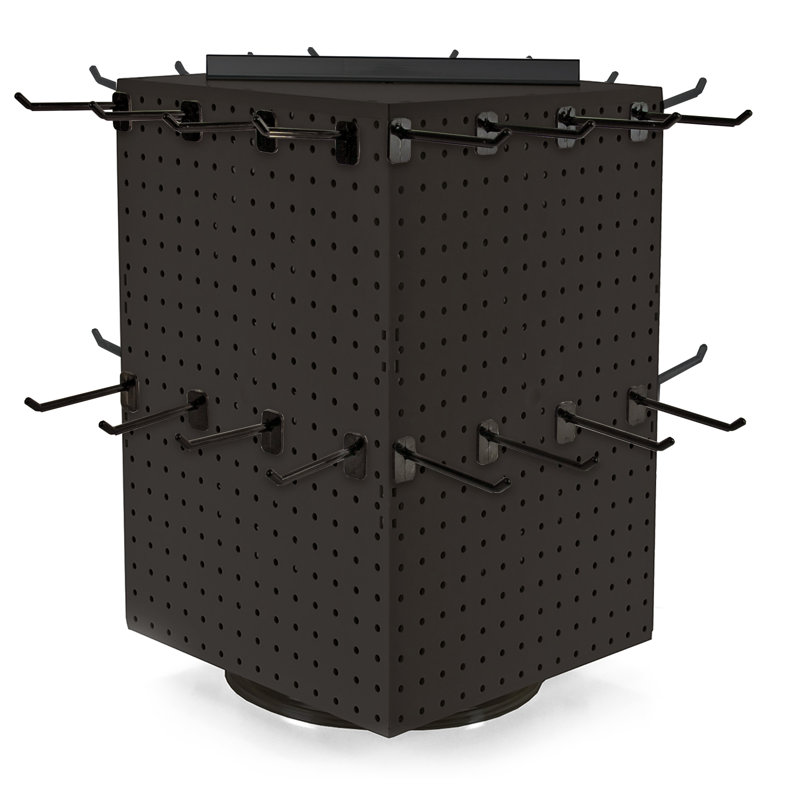 Four-Sided Revolving 14"W x 20"H Pegboard Counter Display w/ 32 4" Hooks