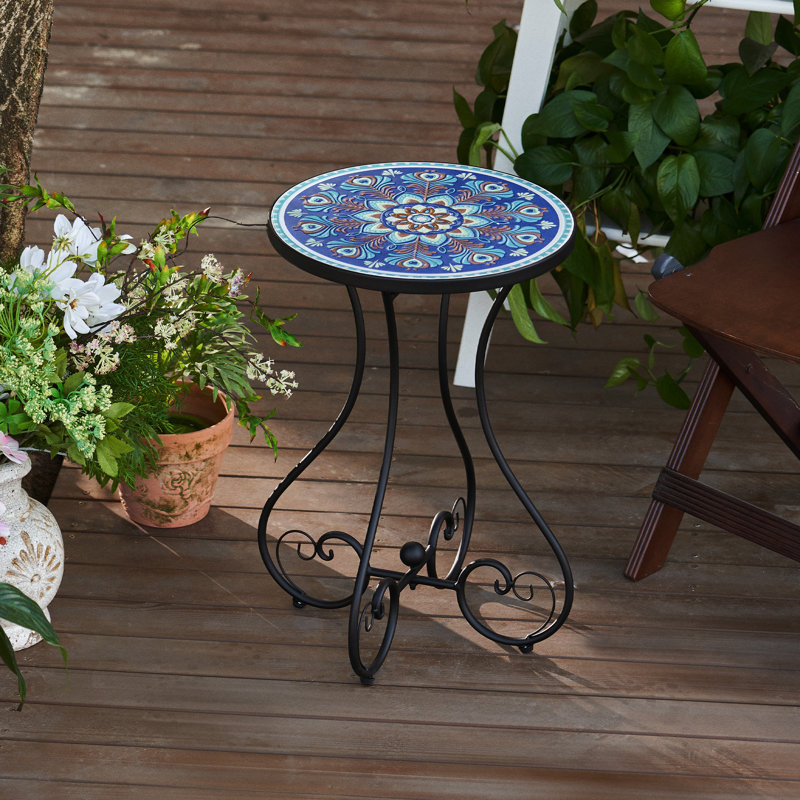 Aleesia Patio Side Table, Navy Blue