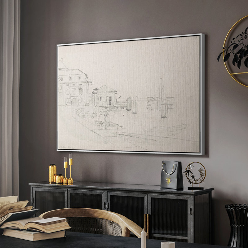 "Croquis rétro-XXXII" sur toile, Blanc, H 27 po x l 41 po