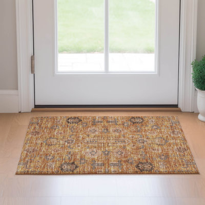 Premium Machine Washable Prisco Terracotta Rug