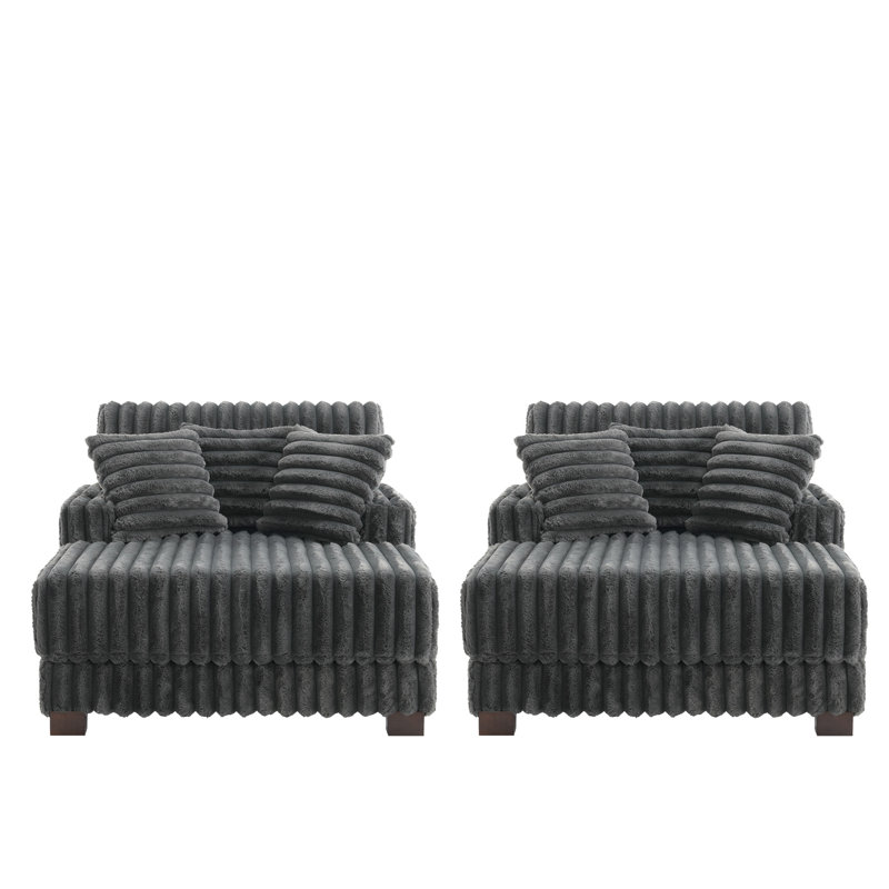 Upholstered Chaise Lounge, Dark Grey