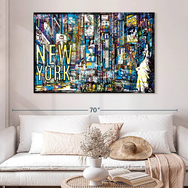 Illustration grunge de New York, H 34 po x l 51 po