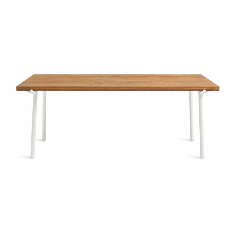 Branch Oak Solid Wood Top Dining Table, 33" W x 91" L, Oak, White