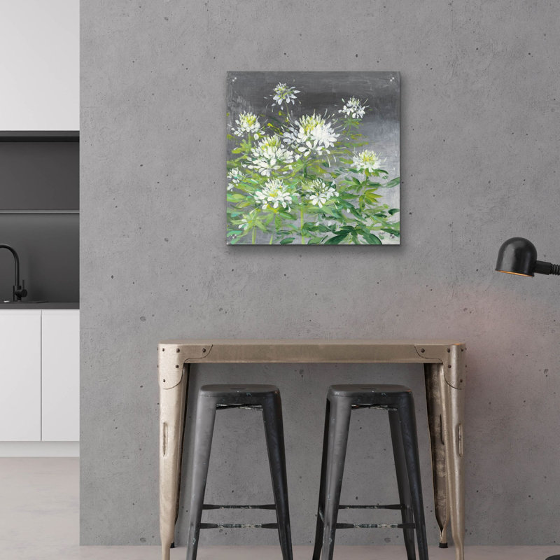 Art mural en verre Winston Porter «Farmhouse Cleome 2» par Julia Purinton, H 24 po x l 24 po x P 0,2 po