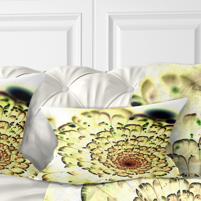Motif de fleurs vert clair fractal - coussin imprimé abstrait