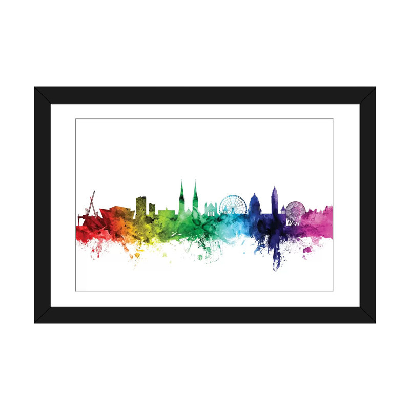 Rainbow Skyline Series: Belfast, Northern Ireland, Royaume-Uni, impression sur toile tendue, H 16 po x l 24 po x P 1 po