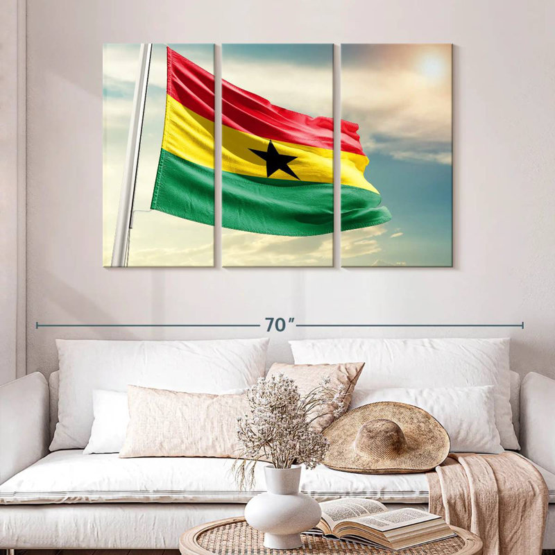 Borges Waving Ghana Flag, 32" H x 50" W