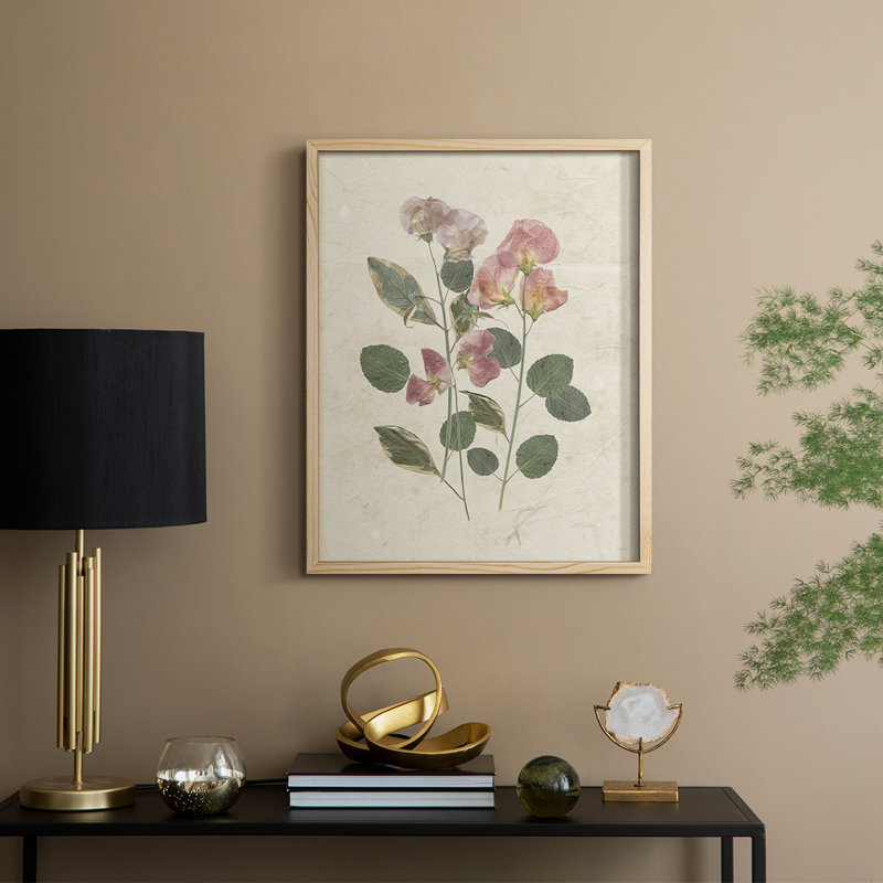 Pressed Arrangement II Framed Print - Solid Wood, Natural, 11" H x 9" W