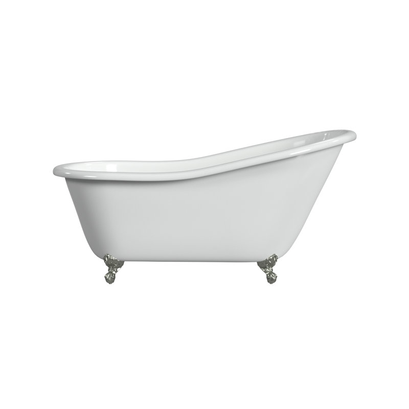 61'' L Soaking Bathtub, Polished Nickel, White Interior with White Exterior