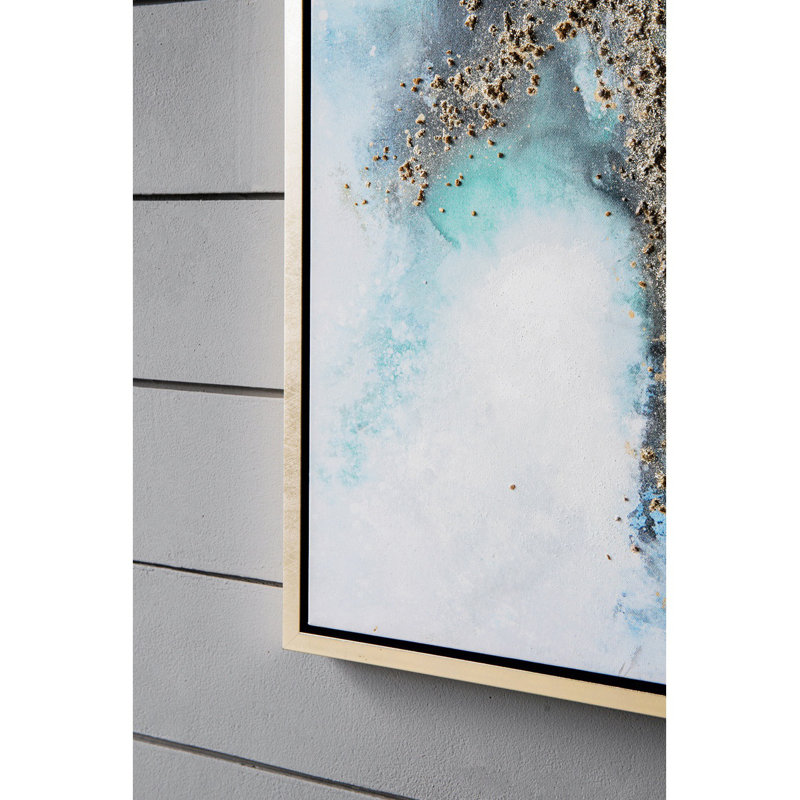 Elongated Blue and Gold Abstract Canvas Wall Art Set