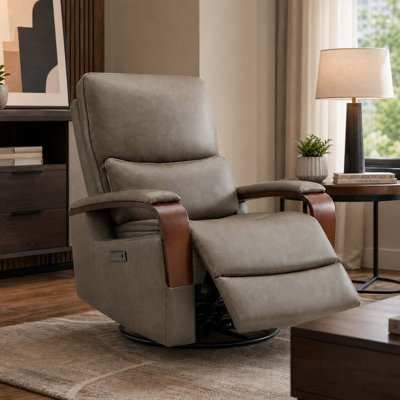 Genuine Leather Swivel Power Recliner