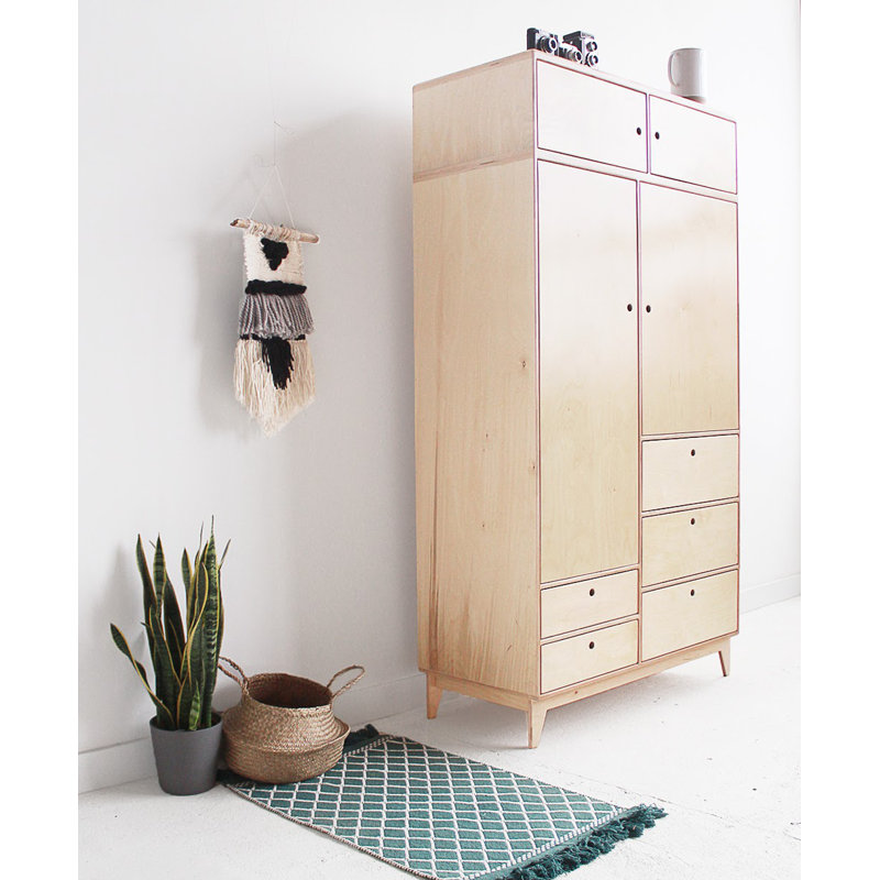 Silcox 4 Door Solid + Manufactured Wood Wardrobe