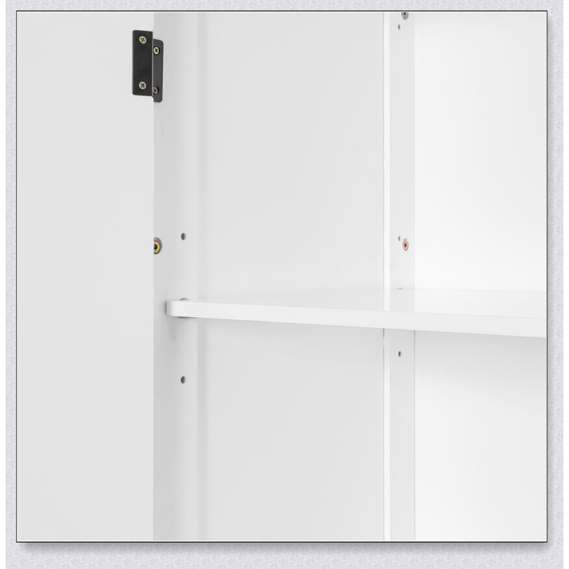 Wooden Murphy Bed With TV Stand, 2 Drawers, Shelves, And Cabinets, White