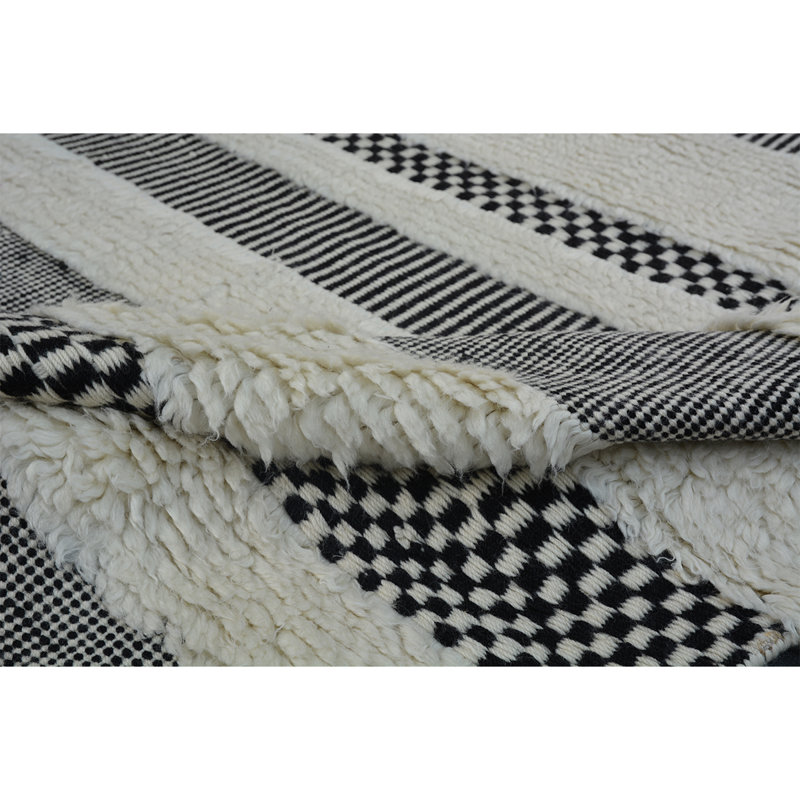 Hand Woven Wool Striped Area Rug, Rectangle 8' x 10'