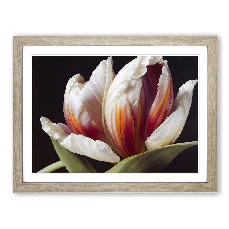 Feisty Flower - Single Picture Frame Print, 25cm H x 34cm W x 2cm D, Oak