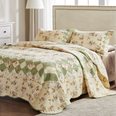 Ensemble de courtepointe réversible en coton standard multicolore Bliss