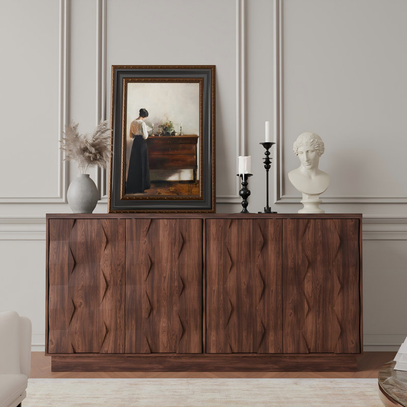 Buffet 61 "moderne sans poignée avec tablettes réglables - Buffet luxueux, Brun
