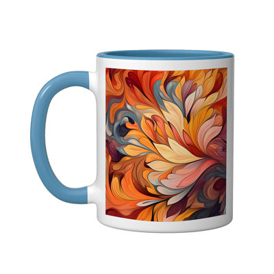 Abstract Floral Swirls Warm Fall Colors Ceramic Mug, 11oz