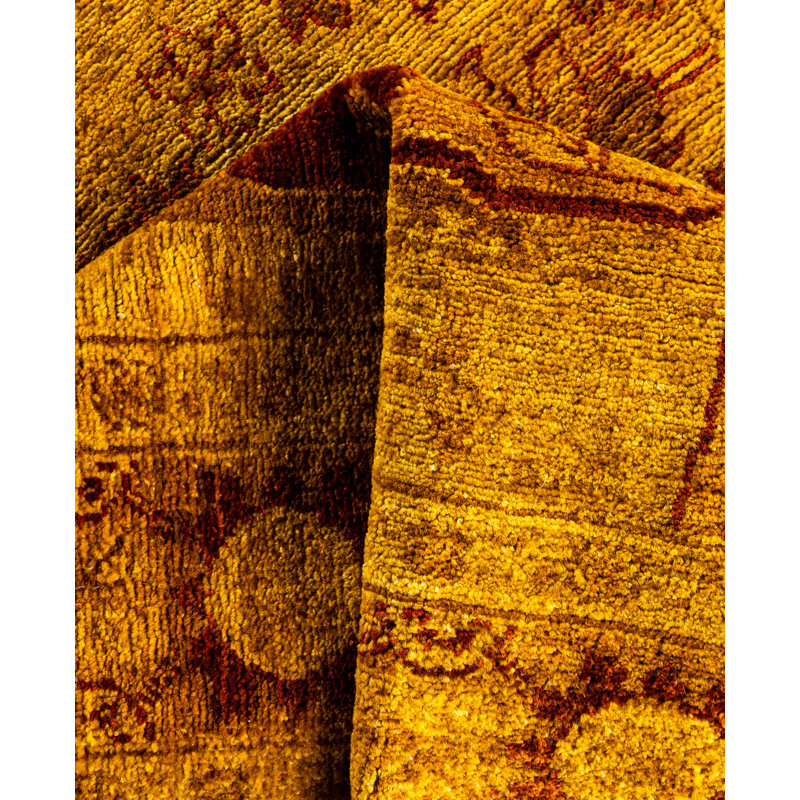 Overdyed Hand-Knotted Wool Modern-Contemporary Gold Area Rug 3' 1" x 4' 10"