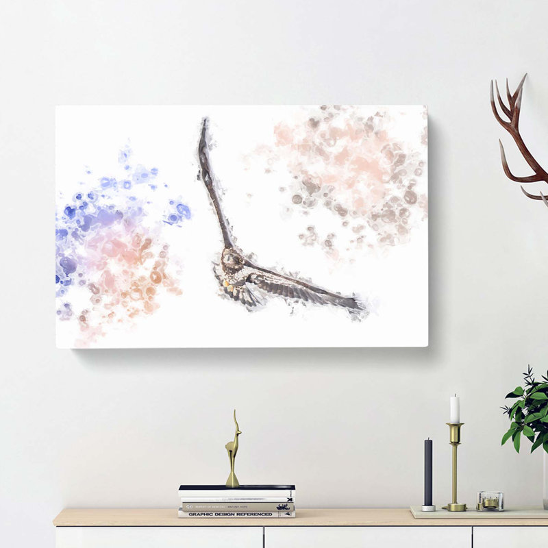 Flying Golden Eagle in Abstract - Wrapped Canvas, 40cm H x 60cm W x 3cm D