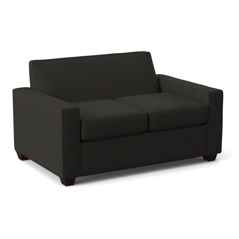 Causeuse à accoudoirs carrés 56 po Avery, Noir Dillon, Acajou empire