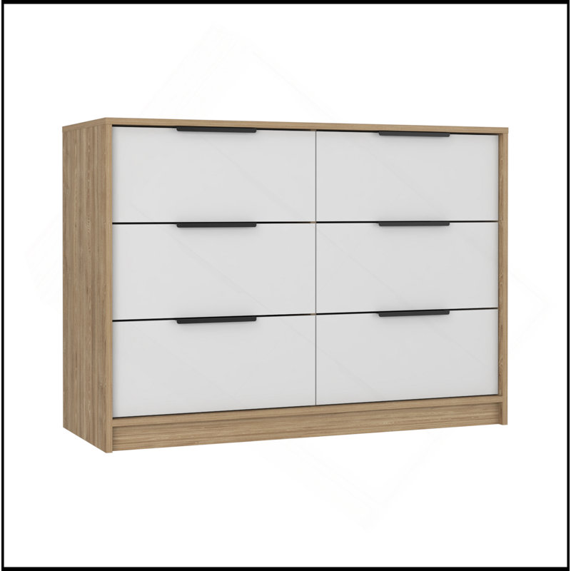Commode 4 tiroirs Kaia, plateau supérieur - pin / blanc