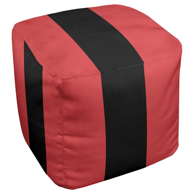 Repose-pieds cube rayures maryland, Rouge / noir / rouge