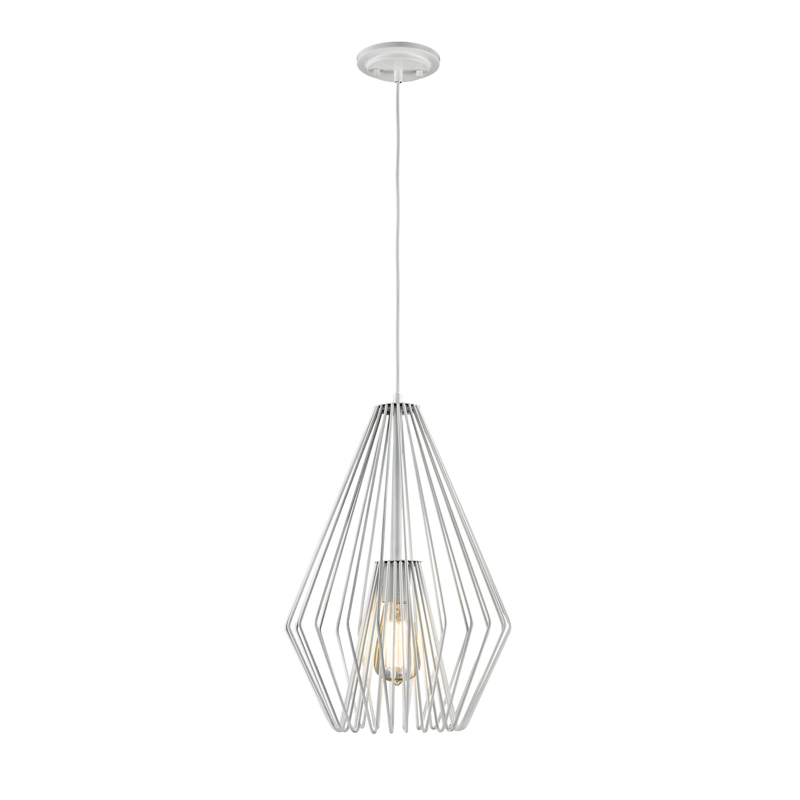 Frankie Single Light Metal Dimmable Pendant, 18.5" H x 12.25" W x 12.25" D, White