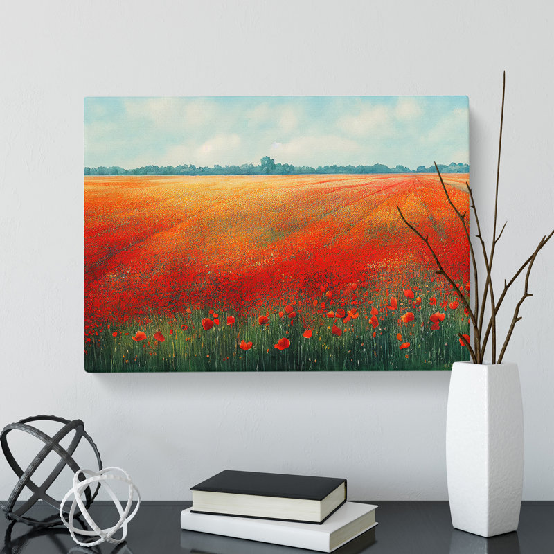 Watercolour Poppy Field Vol.6 - Wrapped Canvas, 35cm H x 50cm W x 3cm D