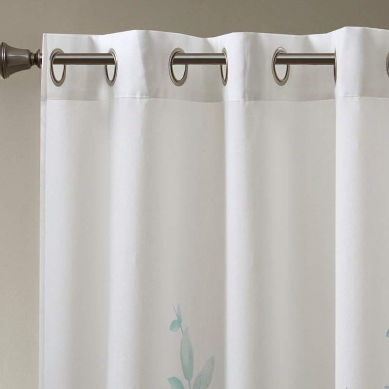 Burnout Printed Curtain Panel(Only 1 Pc Panel), White/Blue