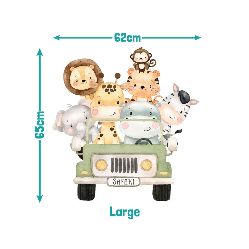Personalised Safari Jeep Wall Sticker, 65cm H x 65cm W, Yes