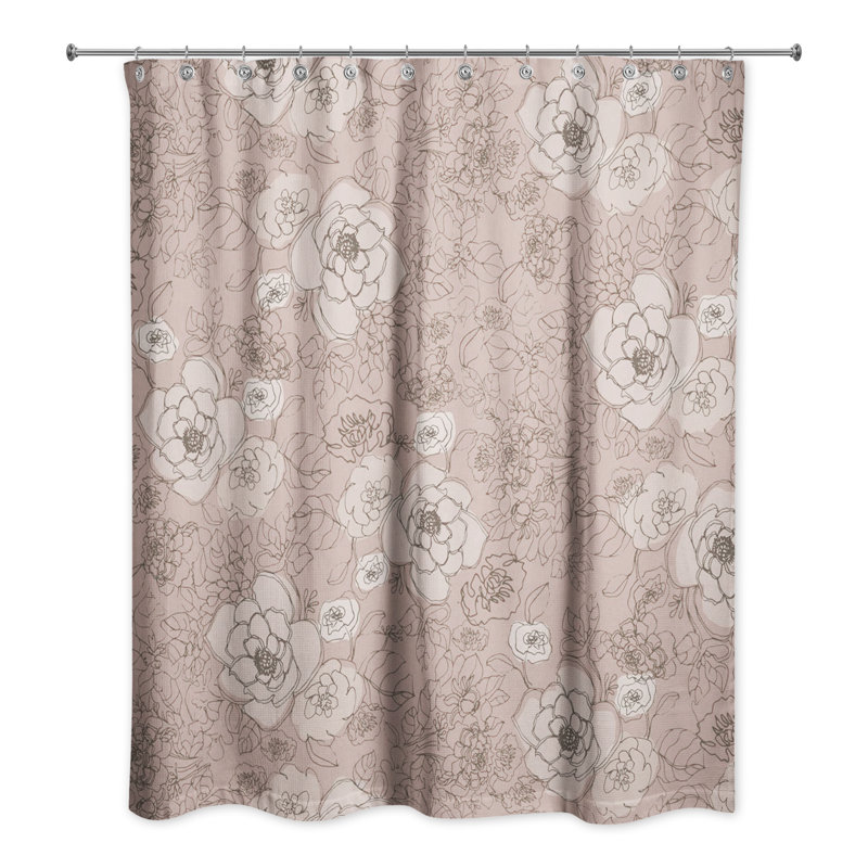 Rideau de douche simple à motif floral, Rose