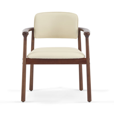 Elden Mid-Century Modern Upholstered Dining Chairs With Curved Wood Frame