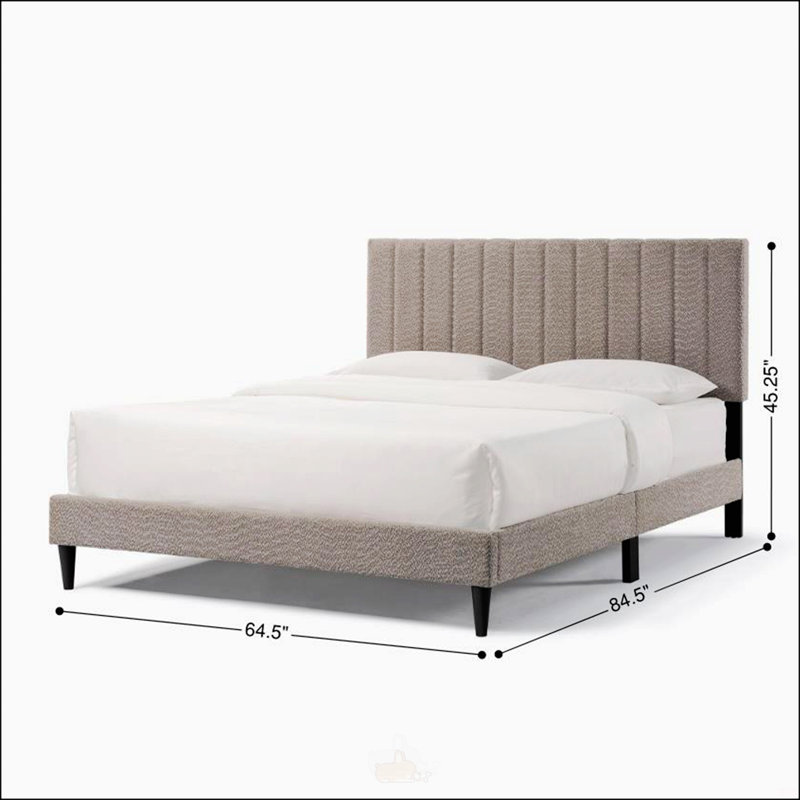 Structure de lit plateforme tapissier gris