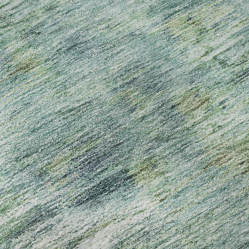 Premium Machine Washable Prisco Teal Rug, Round 8'