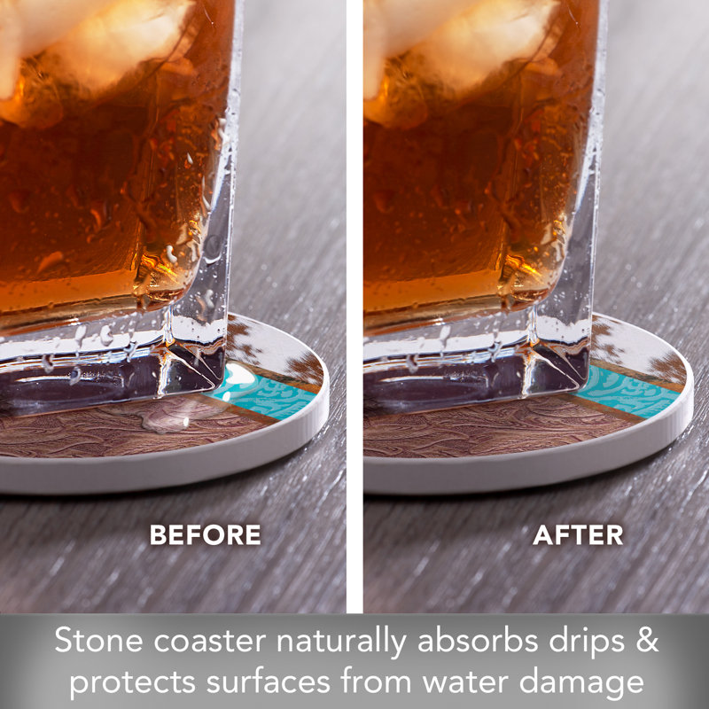 Cowhide Single Round Stone Coaster Create Your Own Set