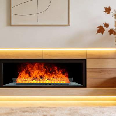 Foyer encastrable à vapeur d'eau 78,8 pouces avec chaufferette, foyer électrique à brume ultrasonique avec flamme multicolore et télécommande, foyer humidificateur pour la maison et le salon