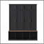 Porte-manteau de style campagnard avec 4 crochets de suspension dissimulés, banc polyvalent en noyer avec 8 portes, meuble à chaussures d'entrée avec compartiment ouvert pour le salon, noir