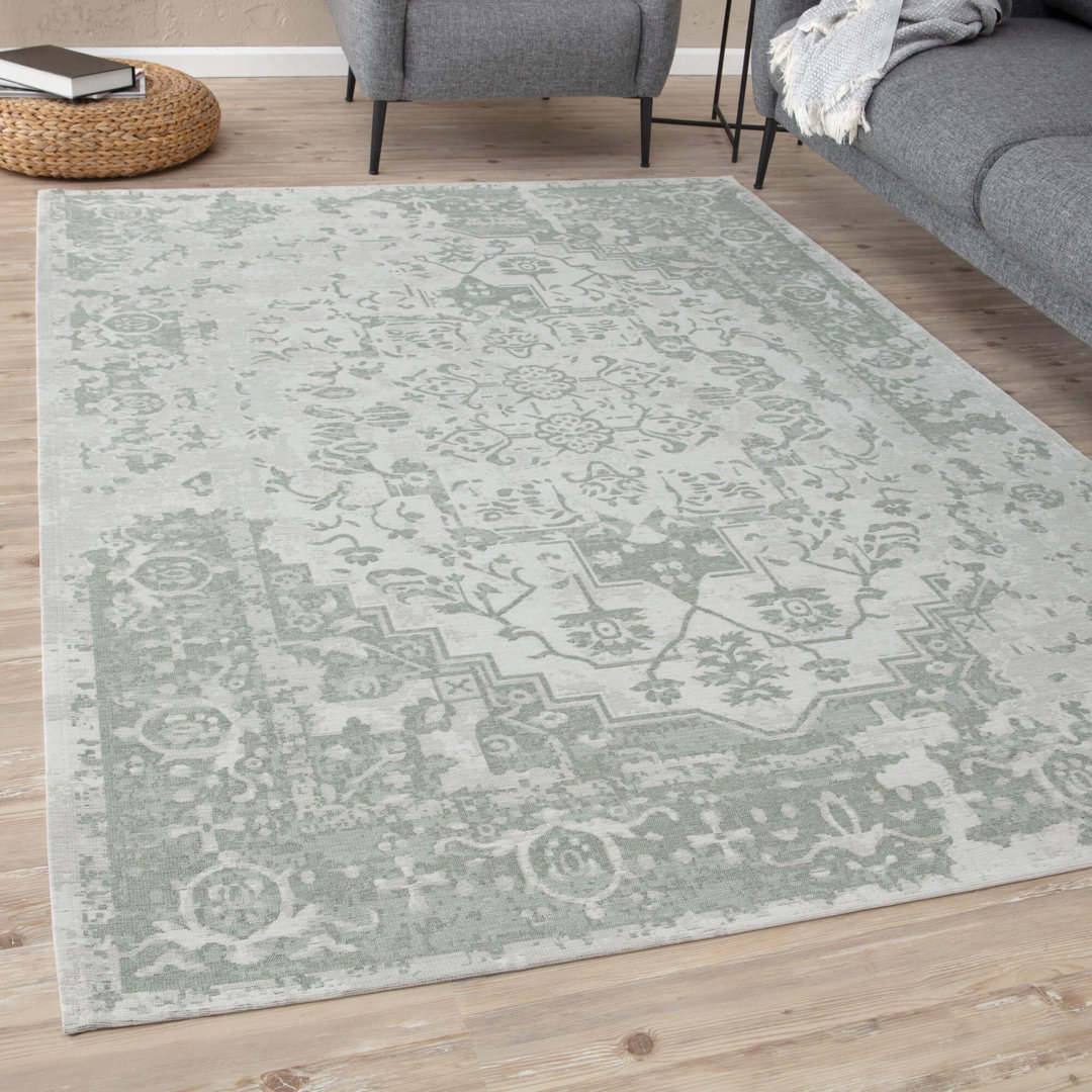 Carina Modern Washable Rugs in Green | 6961