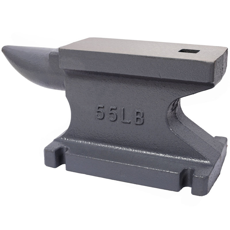 Enclume en fonte de 55 lb (25 kg), avec pavillon carré et base stable, pour plier, façonner et tordre, gris