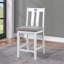 Table de salle à manger à hauteur de comptoir 5 pièces en bois massif blanc avec 4 coussins en tissu gris