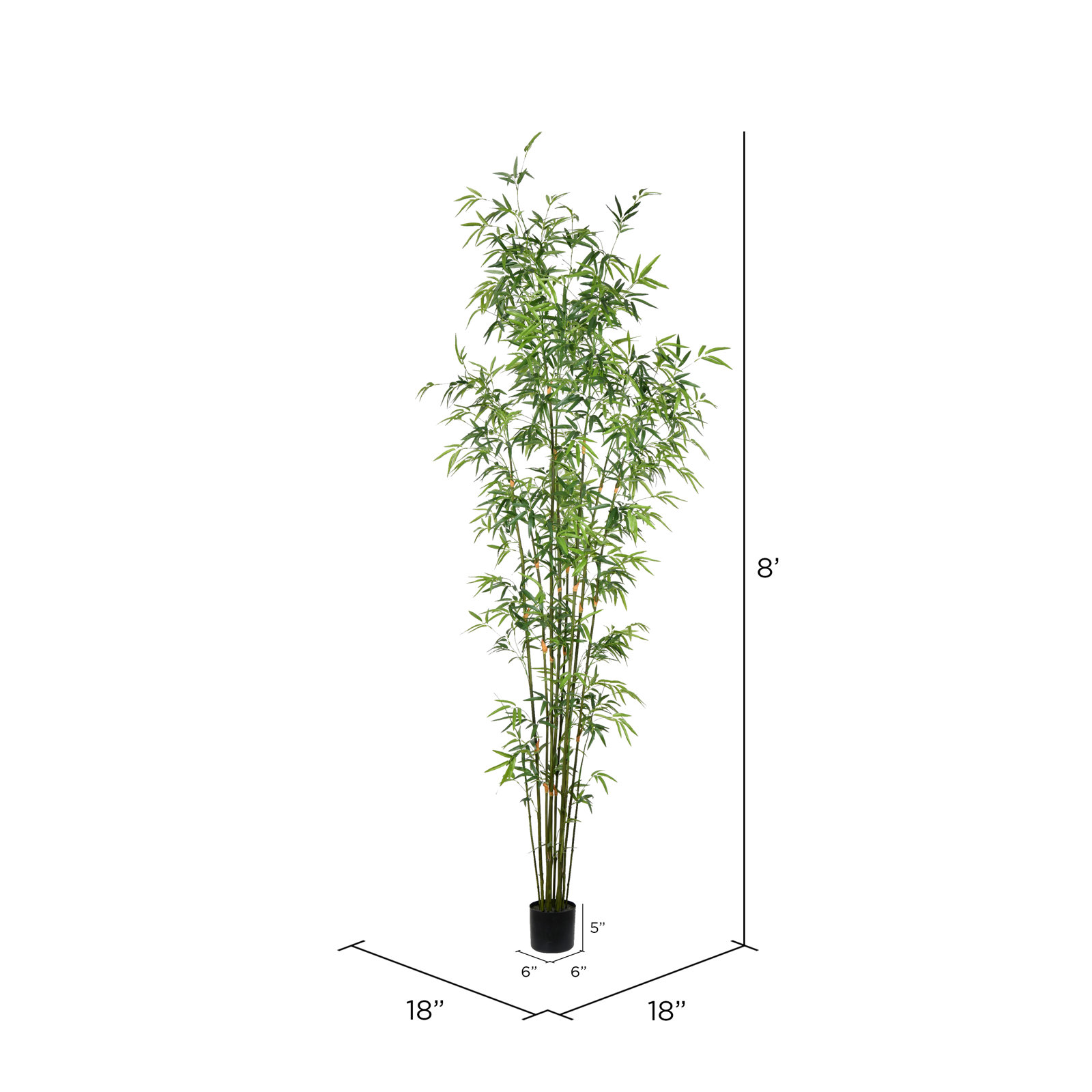 Bamboo Tree in Pot, 96" H x 18" W x 18" D