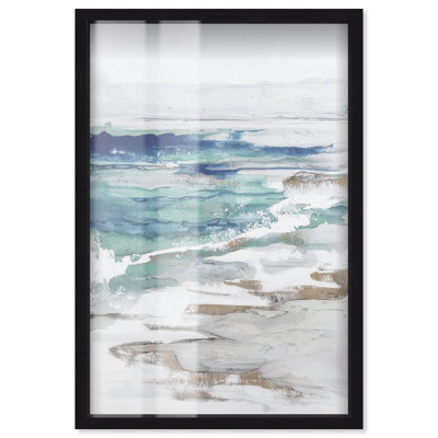 «Marine Layers IV Shadowbox», art abstrait bleu par Art Remedy, cadre noir, 11 x 16