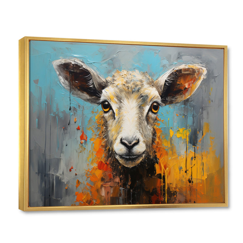 «Teal Palette Knife Knife», reproduction d'art sur toile, H 24 po x l 32 po, Cadre flottant doré